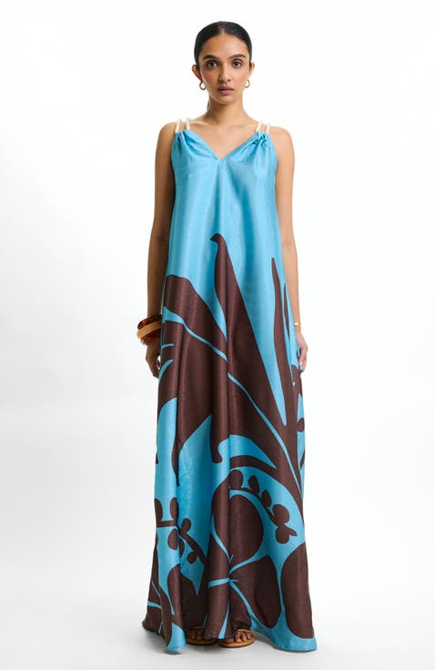 Printed Jwana Ula Mint Maxi Dress