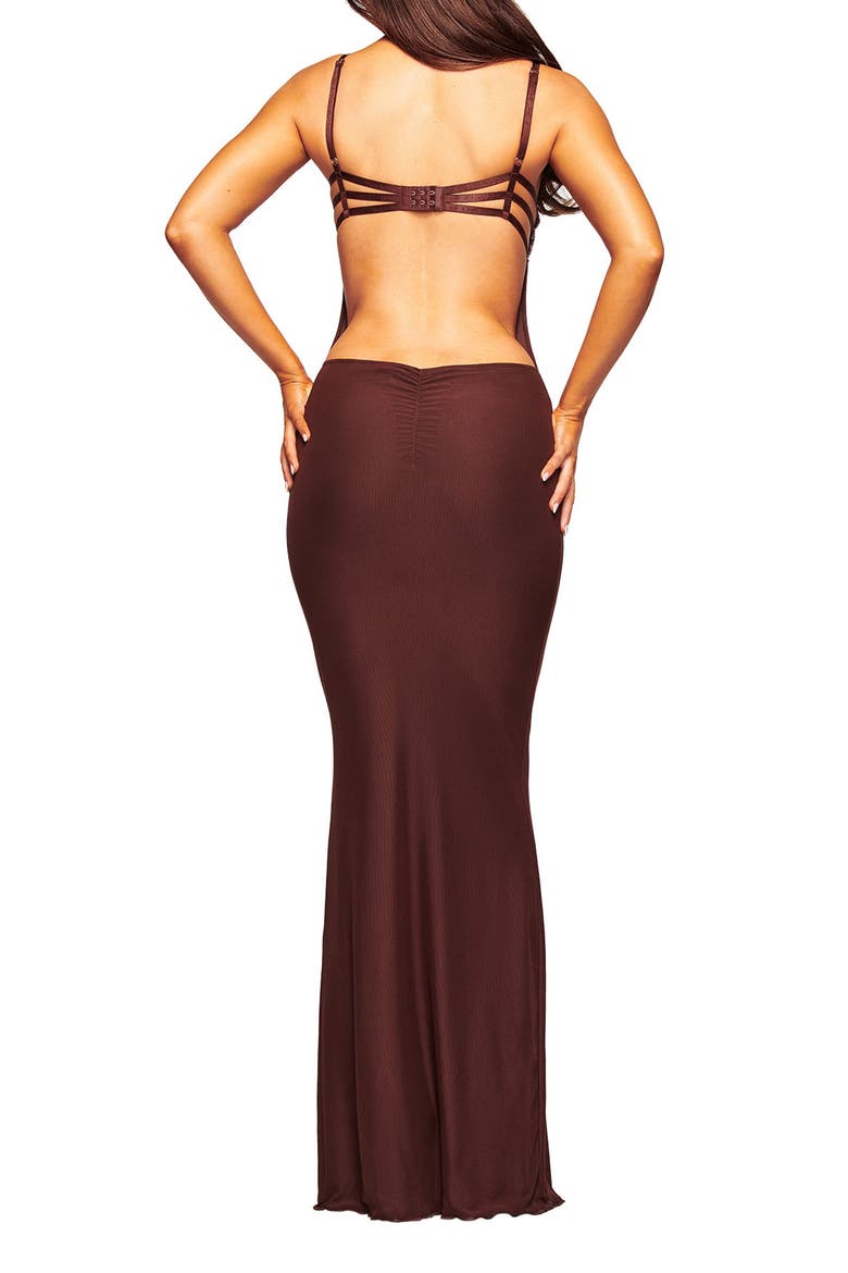 Silo Lace Trim Maxi Dress, Alternate, color, CHOCOLATE