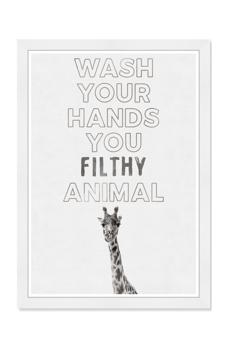 Wynwood Studio Wash Your Hands White Framed Wall Art | Nordstromrack