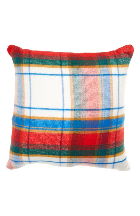 Family Plaid Felt Throw Pillow