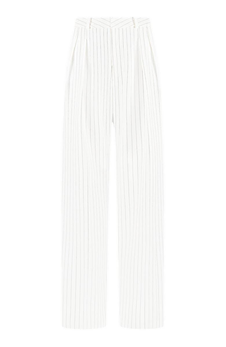 Manière De Voir Julie Pinstripe Twin Pleat Tailored Trousers, Alternate, color, White