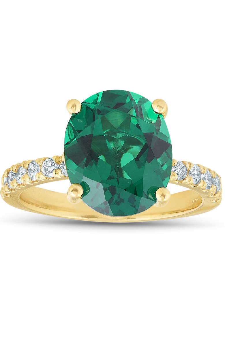 Emerald & Diamond 3/8 ct Ring 14k Gold Lab Grown, Alternate, color, 14k Yellow Gold