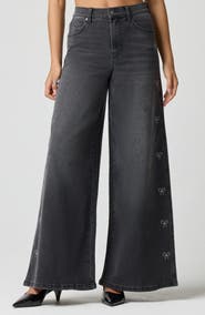 Florence by Mills Crystal Bow High Waist Wide Leg Jeans