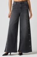 Florence by Mills Crystal Bow High Waist Wide Leg Jeans