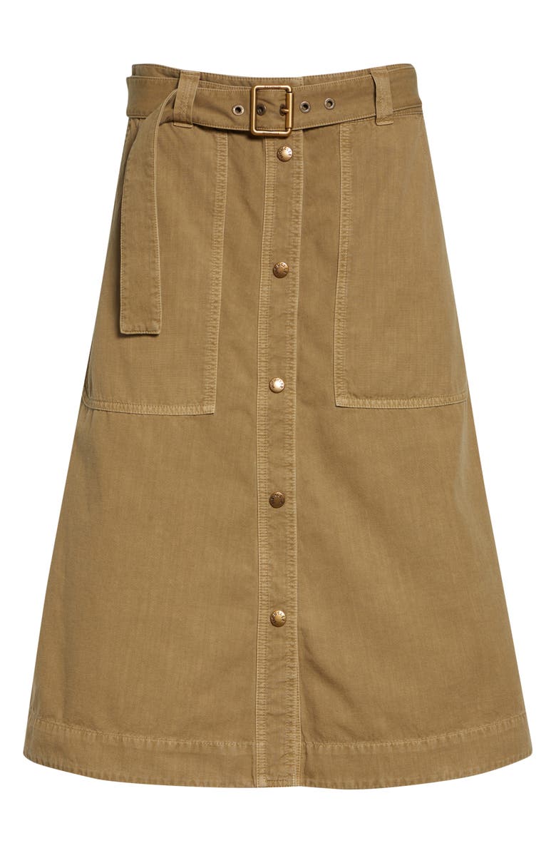 Moncler Belted Cotton A-Line Skirt, Main, color, Beige