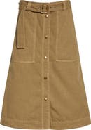 Moncler Belted Cotton A-Line Skirt