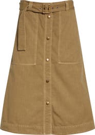 Moncler Belted Cotton A-Line Skirt