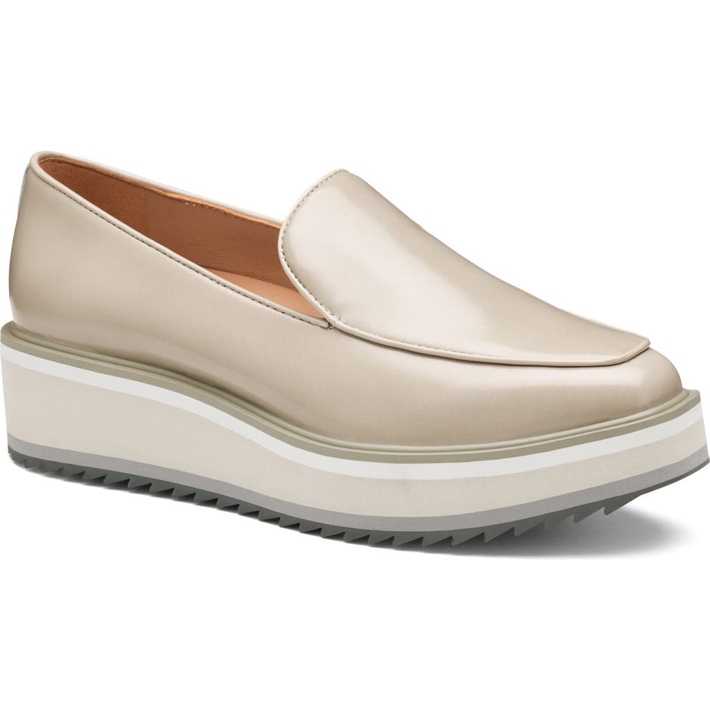 Johnston & Murphy Gracelyn Venetian Platform Loafer In Beige Italian Antiqued