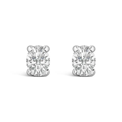 14K White Gold 1/4 Ctw Oval Lab-Grown Diamond Solitaire Stud Earrings