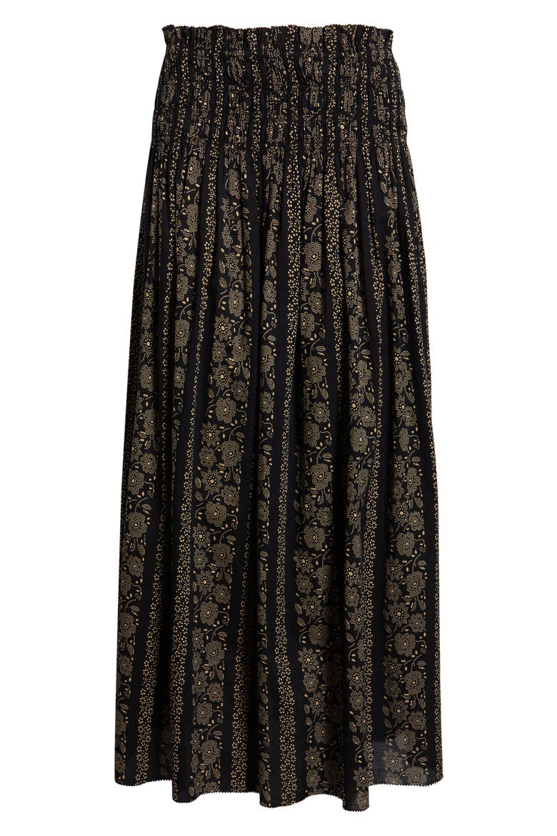 The Canary Print Midi Skirt, Alternate, color, BLACK AND CREAM TOKEN FLORAL