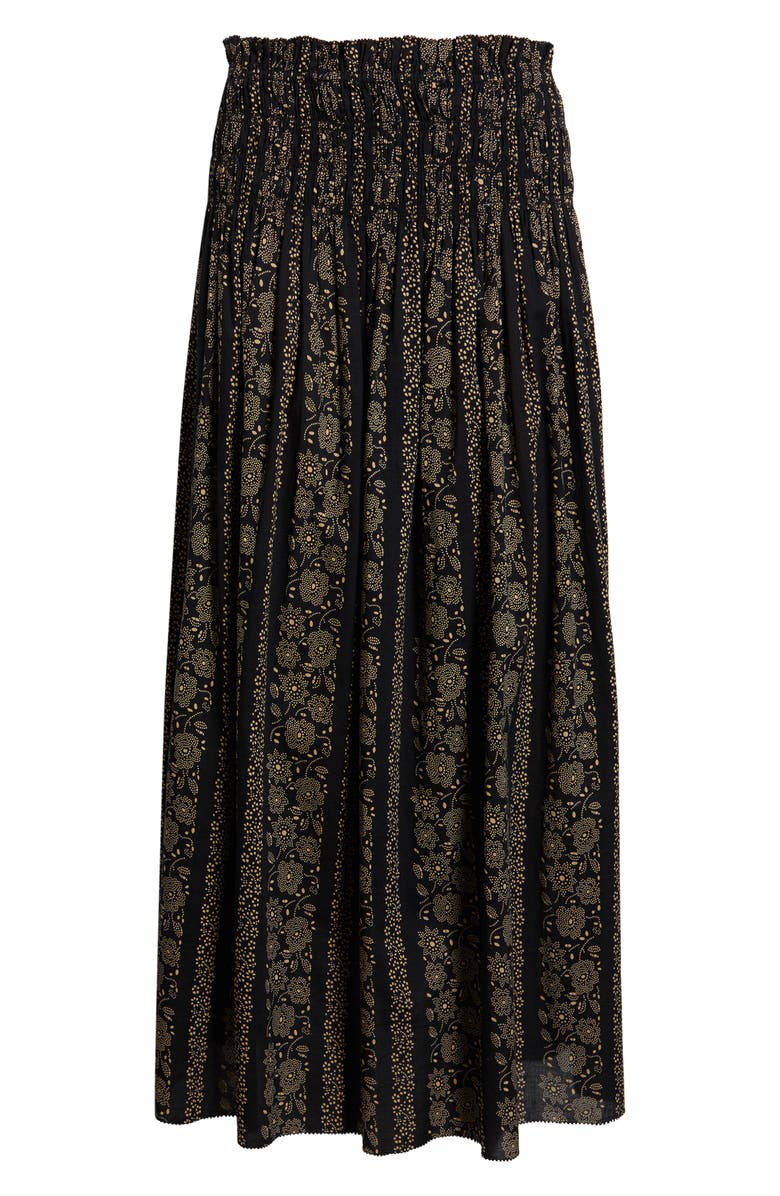 THE GREAT. The Canary Print Midi Skirt, Alternate, color, Black And Cream Token Floral