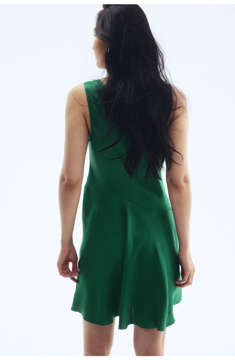 H&M Flared Satin Dress, Alternate, color, Green