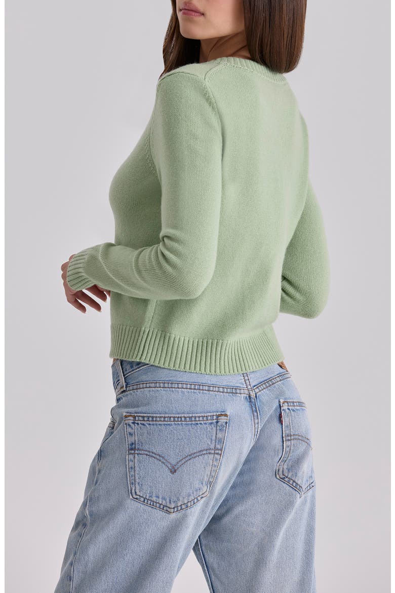 Signature Crewneck Cardigan, Alternate, color, MATCHA