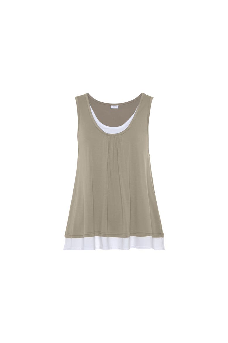 Layered Look Sleeveless Top, Alternate, color, Khaki & White