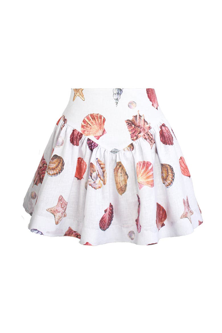 Sotavento Mini Skirt, Main, color, CONCHITAS IN WHITE PRINT