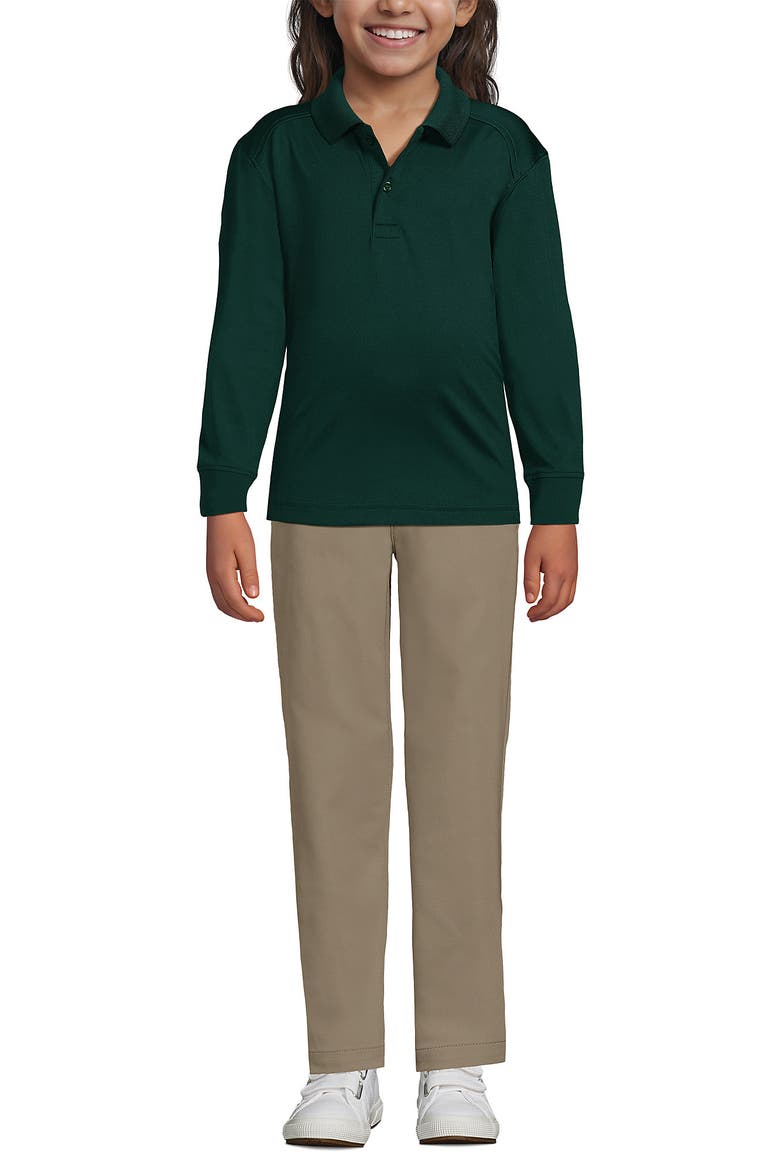 School Uniform Kids Long Sleeve Rapid Dry Polo Shirt, Main, color, Evergreen