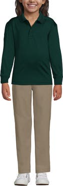 Lands' End School Uniform Kids Long Sleeve Rapid Dry Polo Shirt