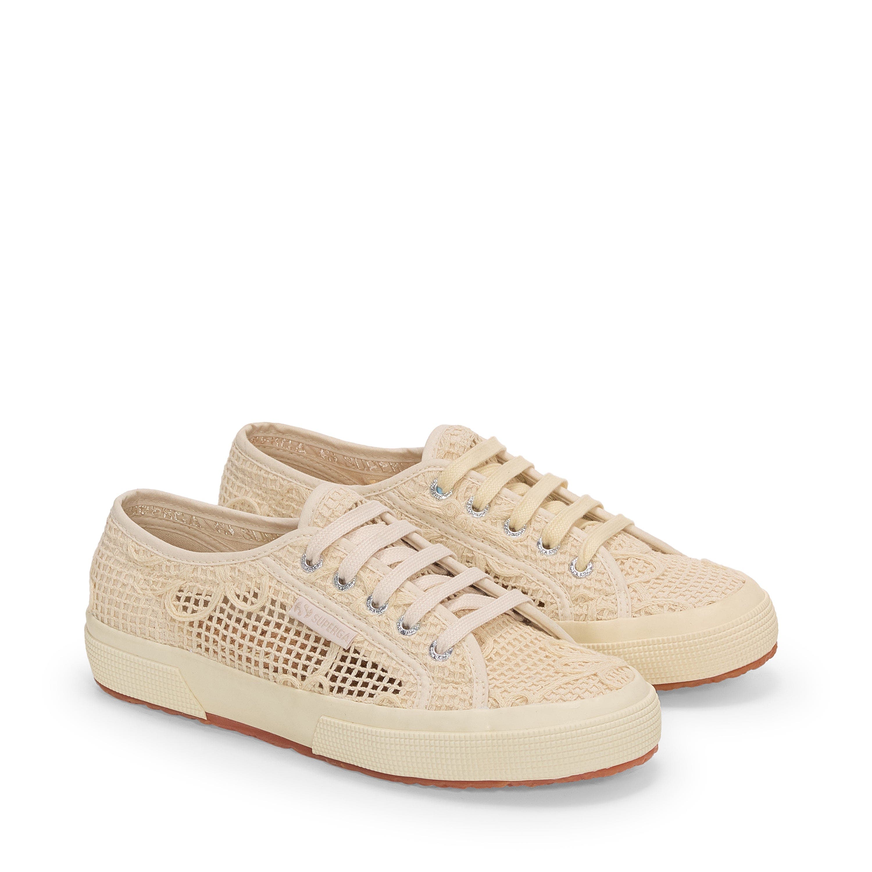 Superga 2750 Net Flower Crochet, Alternate, color, Beige Raw-Off White
