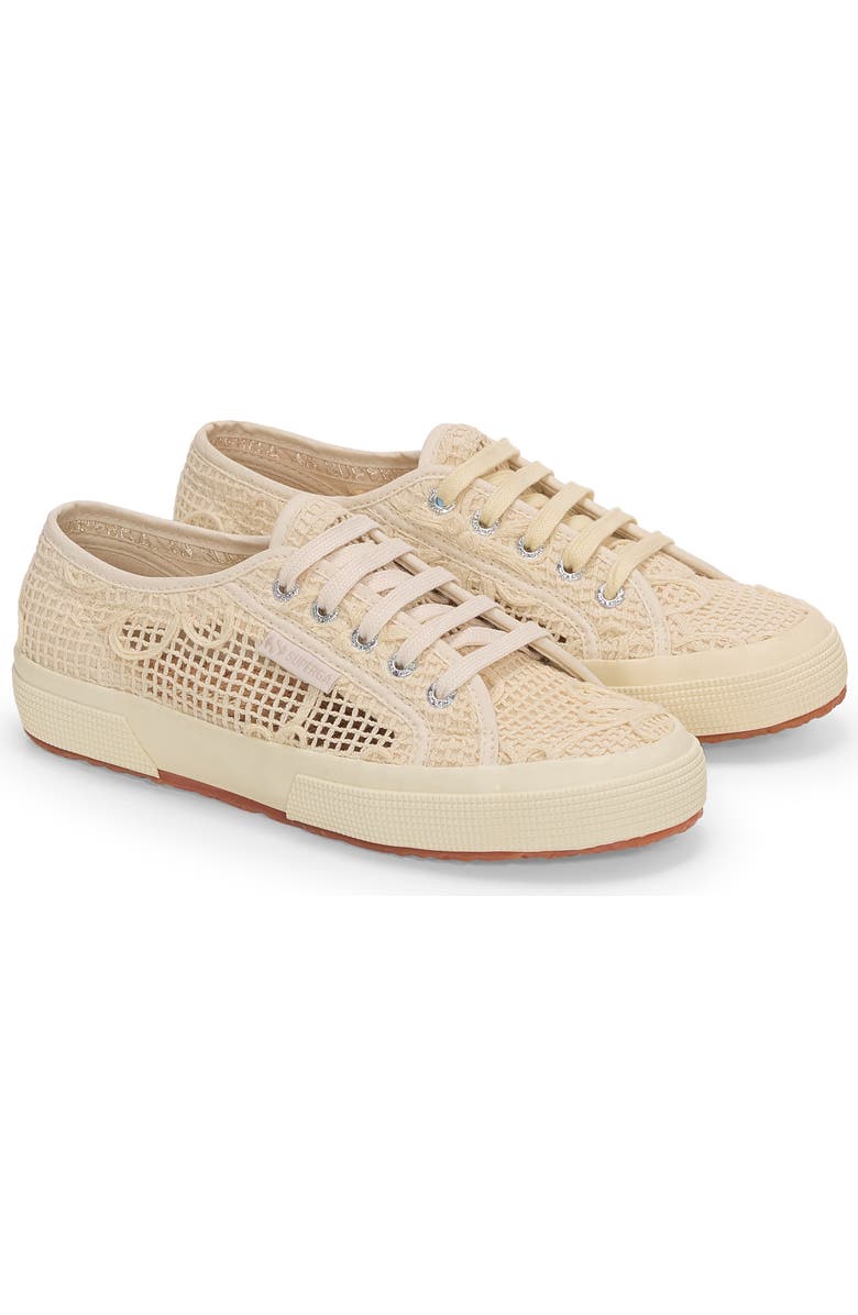 Superga 2750 Net Flower Crochet, Alternate, color, Beige Raw-Off White