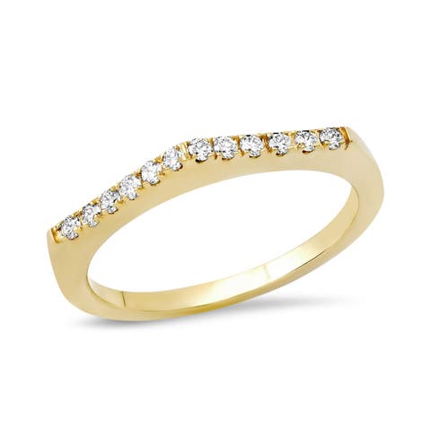 14K Stackable Pave Point Ring