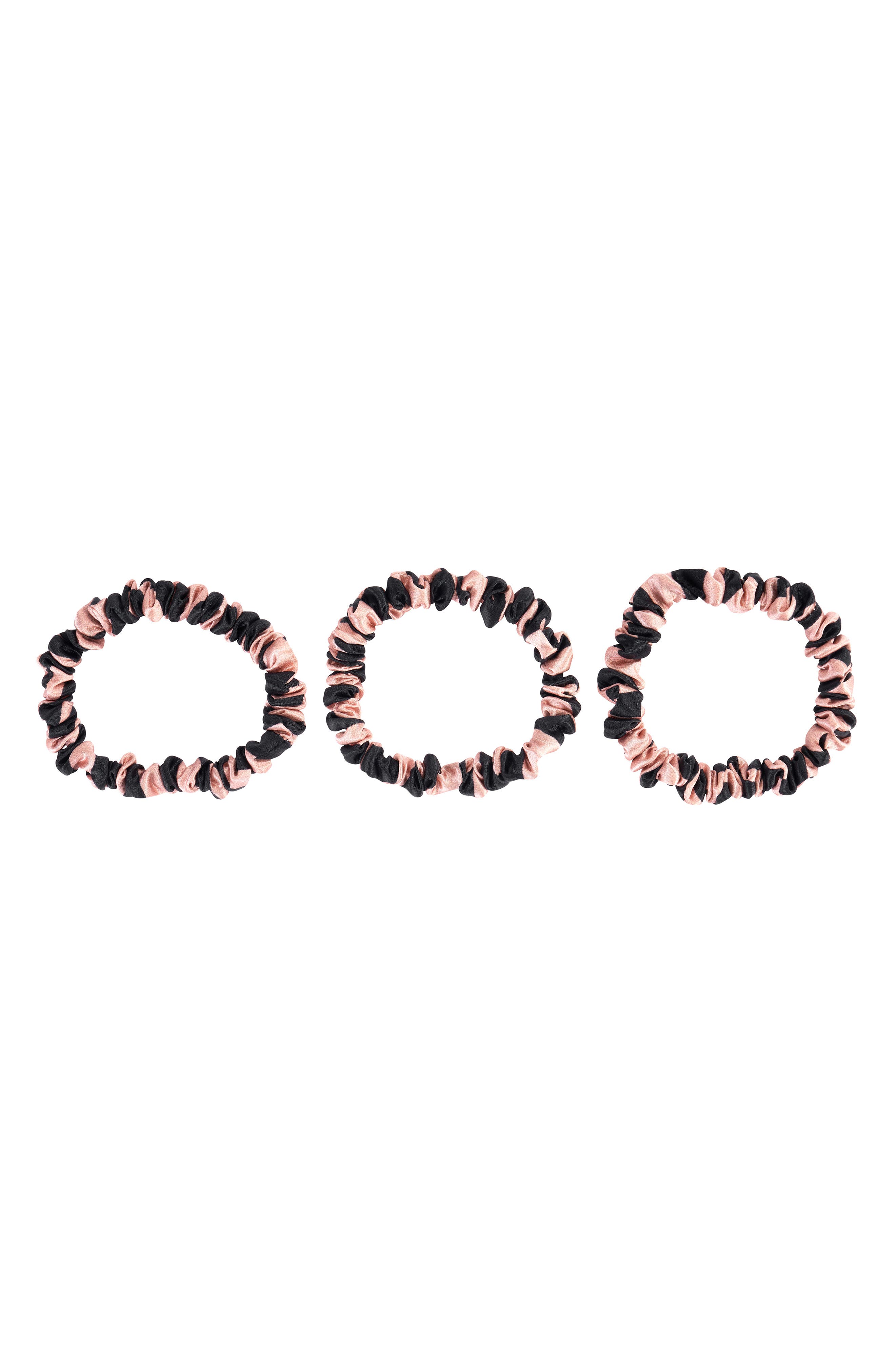 BLISSY 3-Pack Skinny Silk Scrunchies in Tiger 