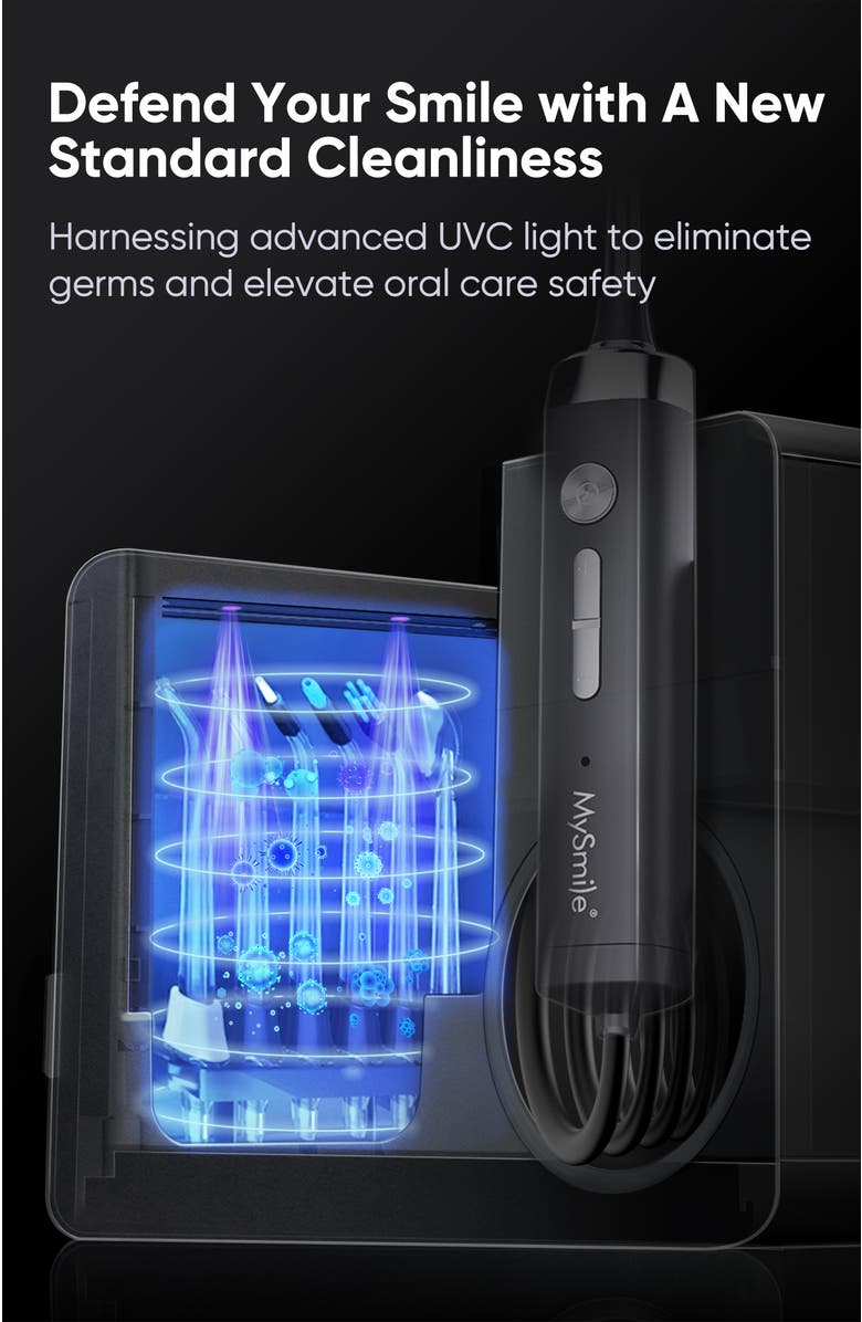 MySmile LP233 Pro UVC Countertop Water Flosser with DY156 Essential Electric Toothbrush Bundle, Alternate, color, Open Grey