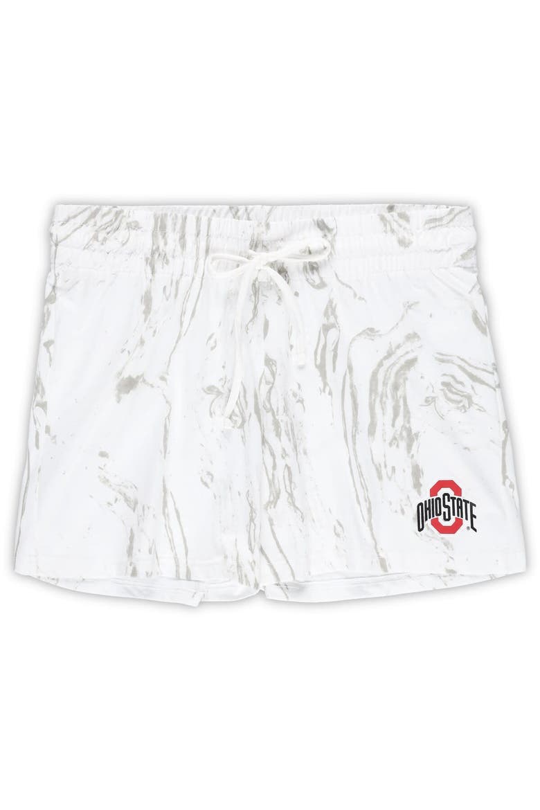 Women's Profile White Ohio State Buckeyes Plus Size Marble Tank and Shorts Set, Alternate, color, Cream
