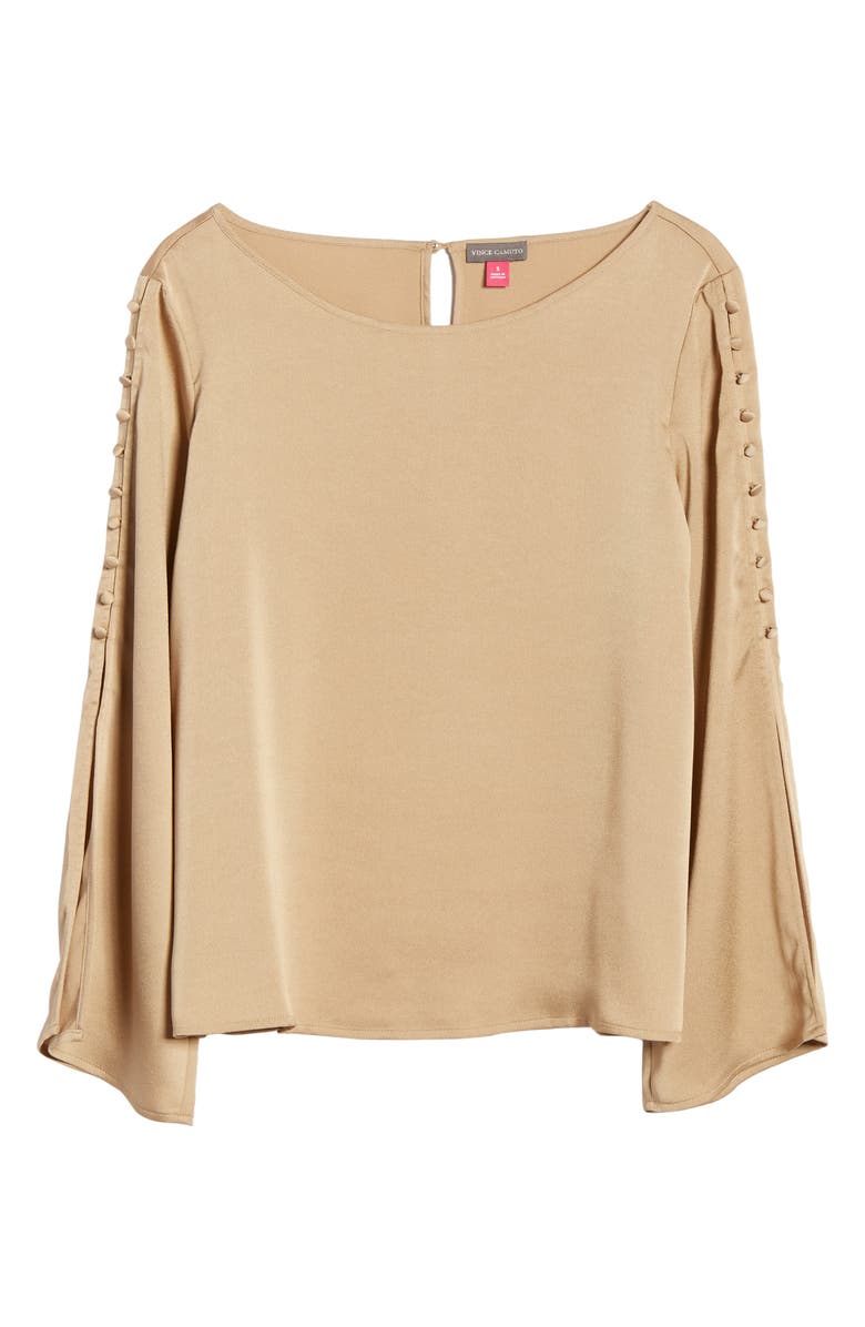 Vince Camuto Button Detail Slit Sleeve Hammered Satin Top, Alternate, color, 