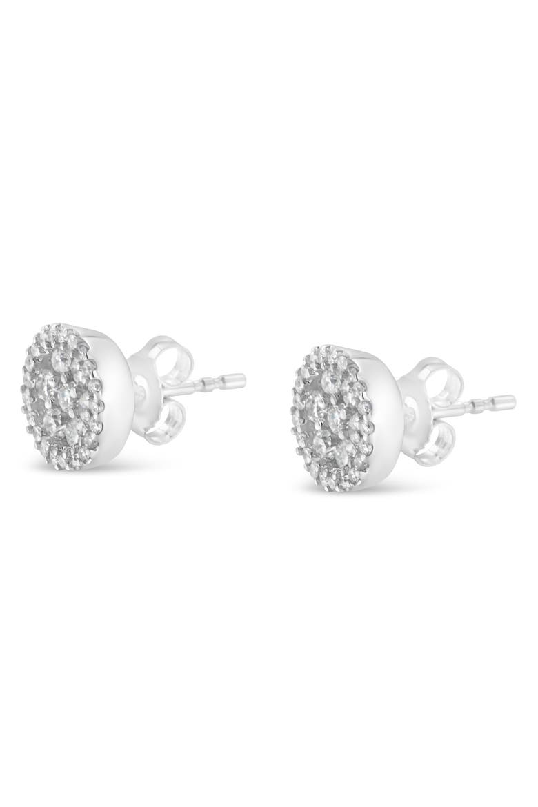 Certified 14K Gold 1.0 Cttw Diamond Cluster Button Stud Earrings, Alternate, color, White