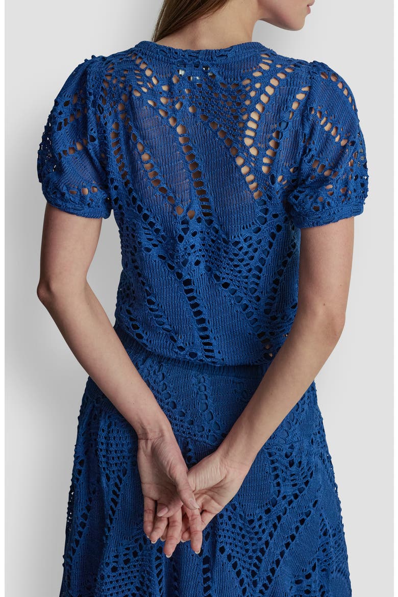 Leaf Open Stitch Cotton Blend Knit Top, Alternate, color, ADMIRAL
