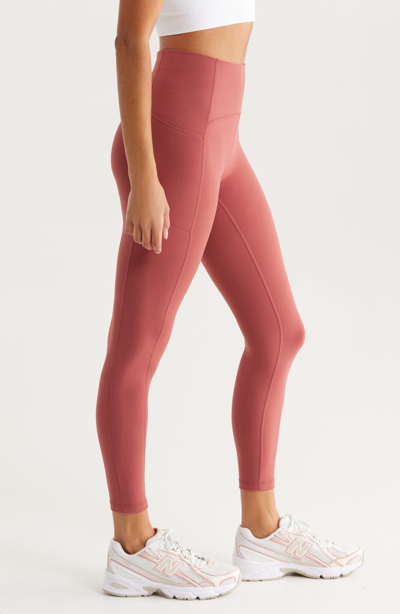 Zella Studio Luxe High Waist Pocket 7/8 Leggings, Alternate, color, Red Jelly