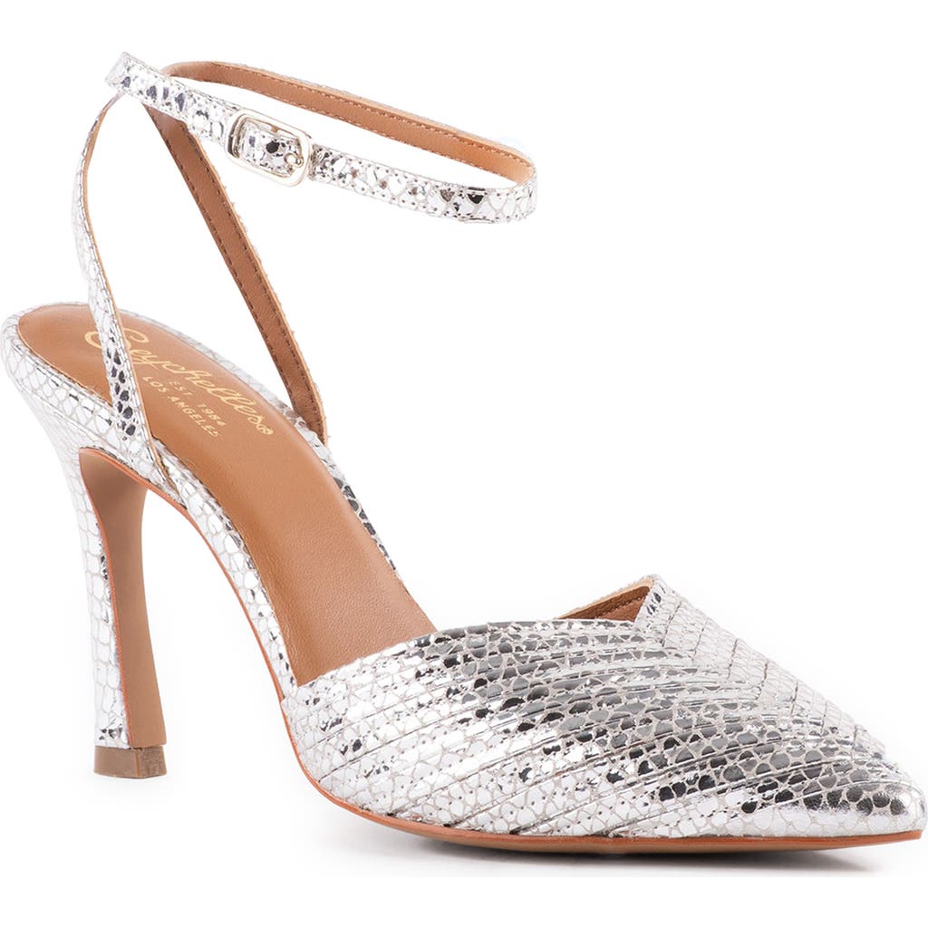 Seychelles Onto The Next Ankle Strap Pointed Toe Pump In Silver