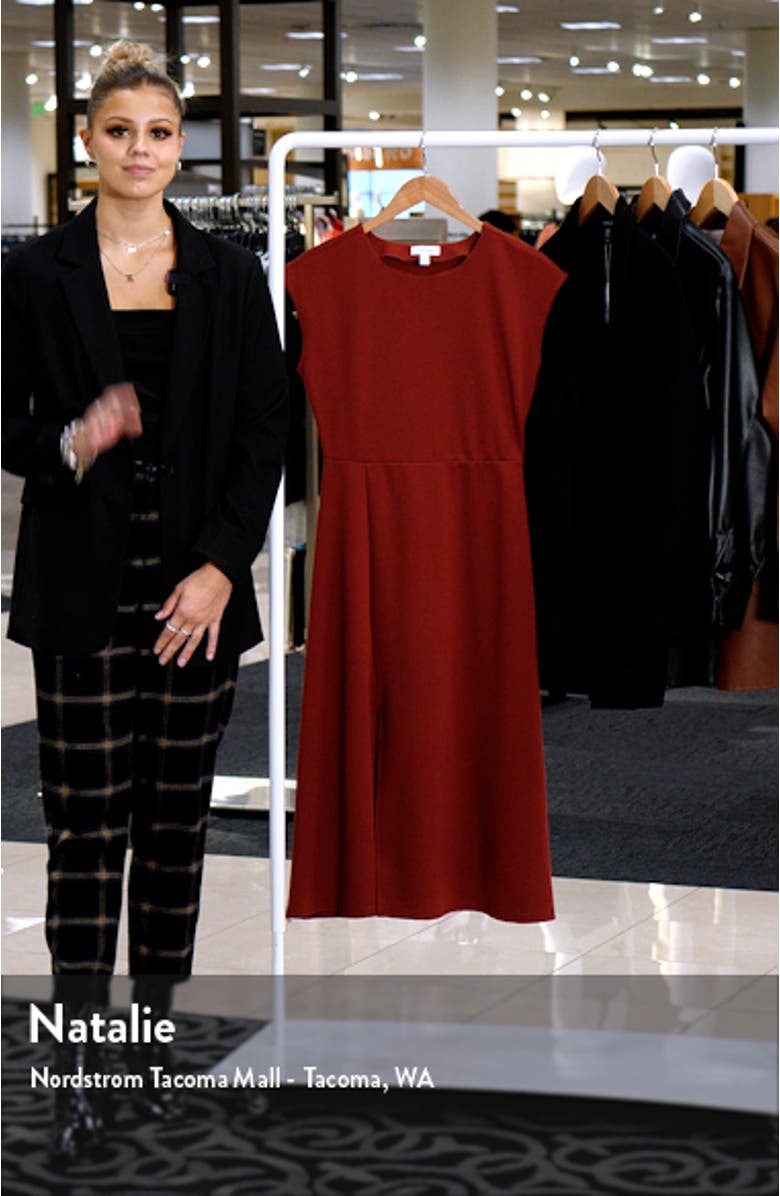 Cap Sleeve Front Slit Knit Dress, sales video thumbnail