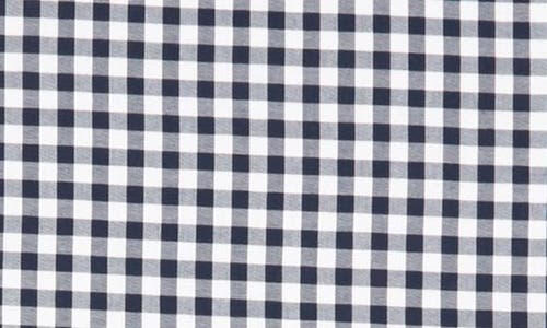 Petite Plume Gingham Table Runner In Navy