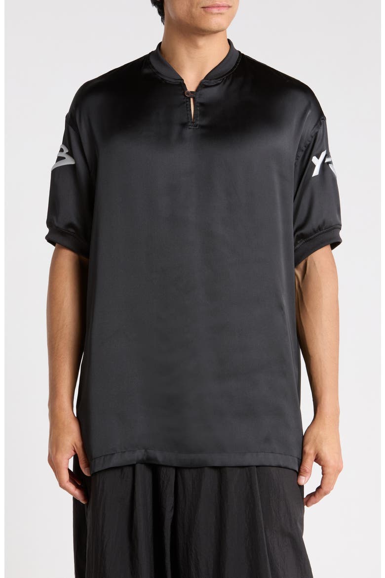 Liquid Logo Satin Jersey, Main, color, BLACK