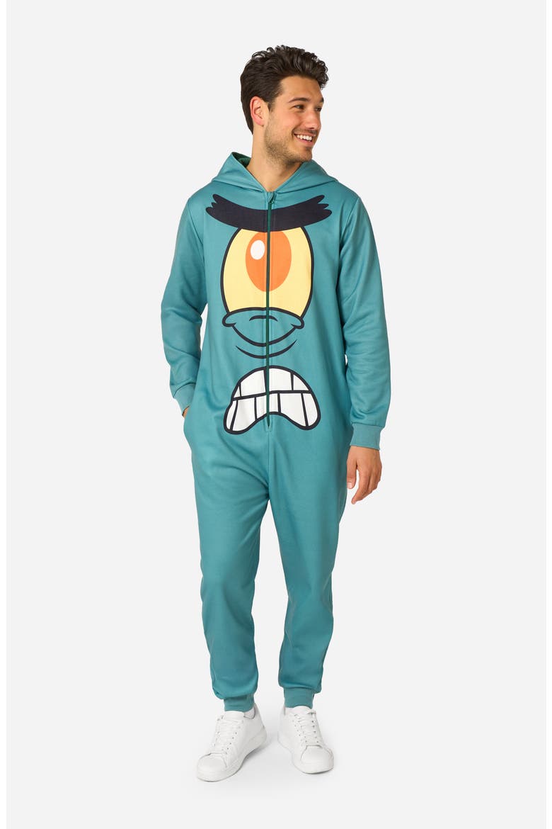 SpongeBob SquarePants™ Plankton Hooded Fleece Costume Jumpsuit, Alternate, color, GREEN
