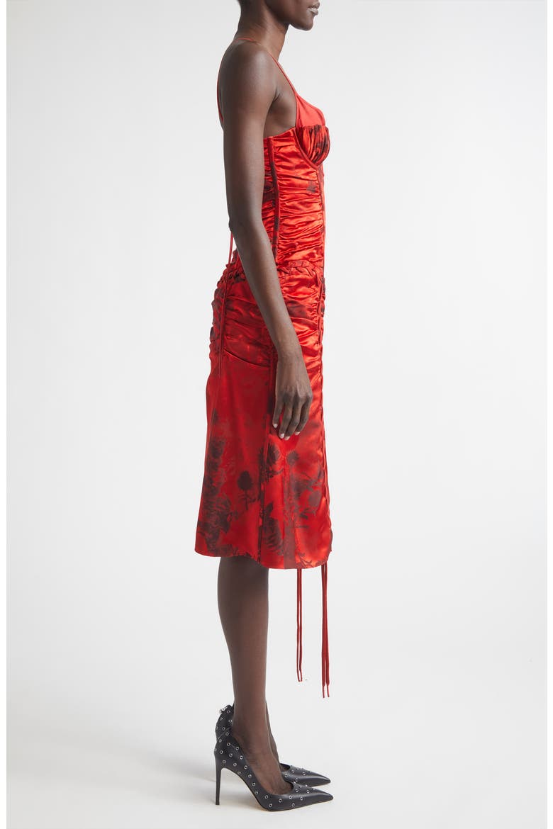 Floral Jacquard Corset Dress, Alternate, color, RED-BLACK