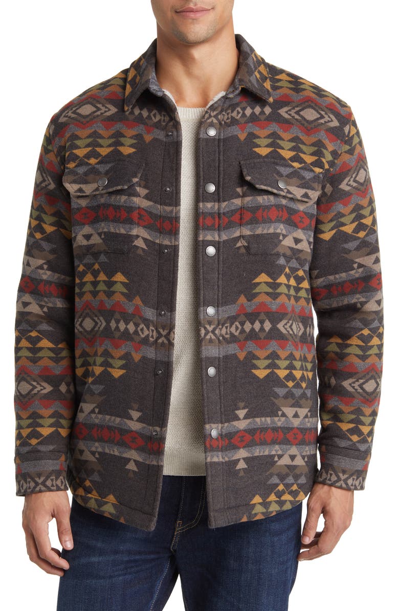 Pendleton Bay City Fleece Lined Snap-Up Shirt Jacket, Main, color, 