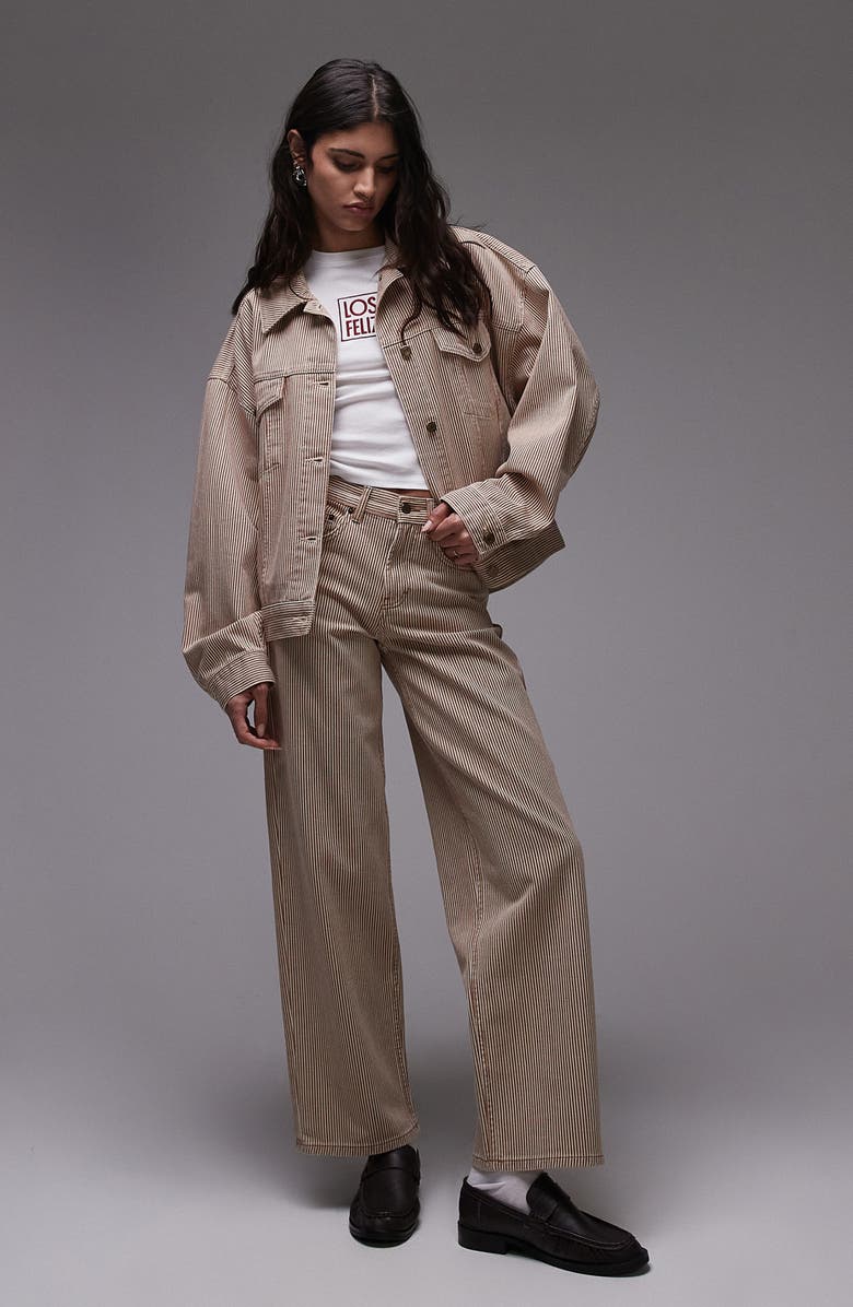 Topshop Belted Relaxed Jeans, Main, color, Rust Multi