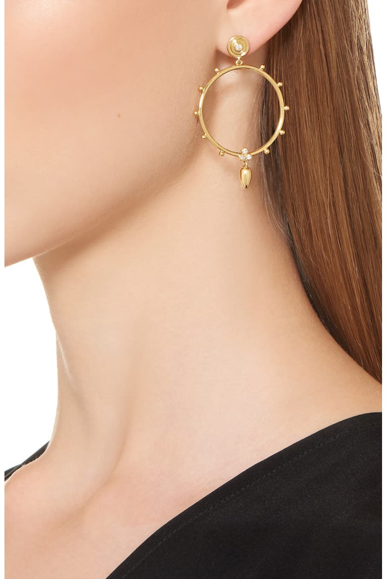 18K Gold & Diamond Circle Anfora Earrings, Alternate, color, YELLOW GOLD