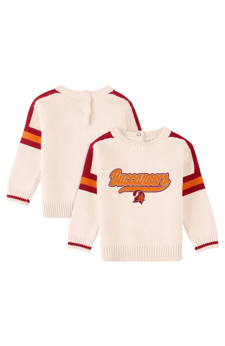 WEAR by Erin Andrews Infant WEAR by Erin Andrews Cream Tampa Bay Buccaneers Throwback Script Sweater, Main, color,