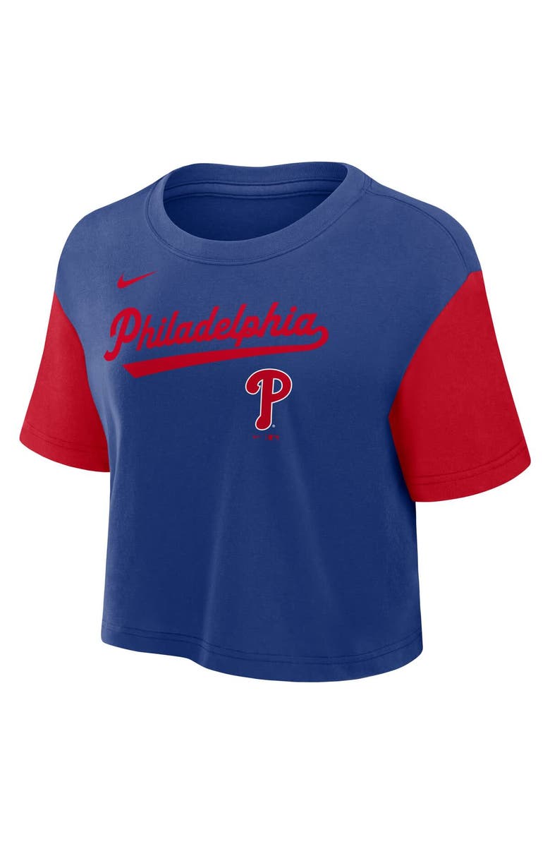 Nike Women's Nike Royal/Red Philadelphia Phillies Script Cropped Performance T-Shirt, Alternate, color, Royal