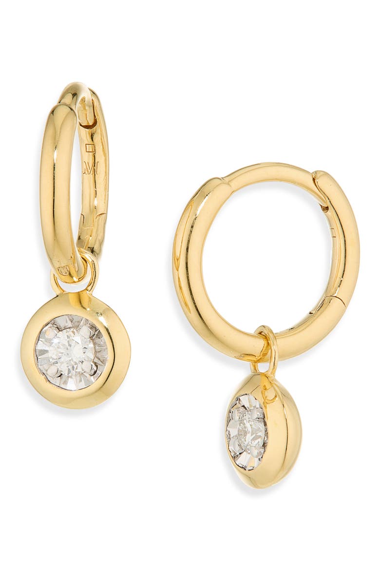 Round Lab-Grown Diamond Huggie Hoop Earrings, Main, color, 18K GOLD VERMEIL / LAB DIAMOND