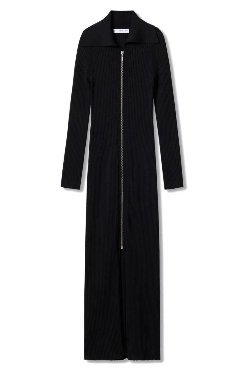 MANGO Zip Front Long Sleeve Sweater Dress, Alternate, color,