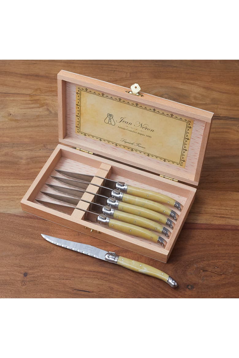 6 Piece Steak Knife Set, in Wood Presentation Box, Alternate, color, Pale Horn