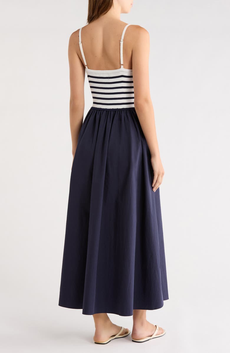 FREEMARKET Stripe Mixed Media A-Line Dress, Alternate, color, Navy Multi
