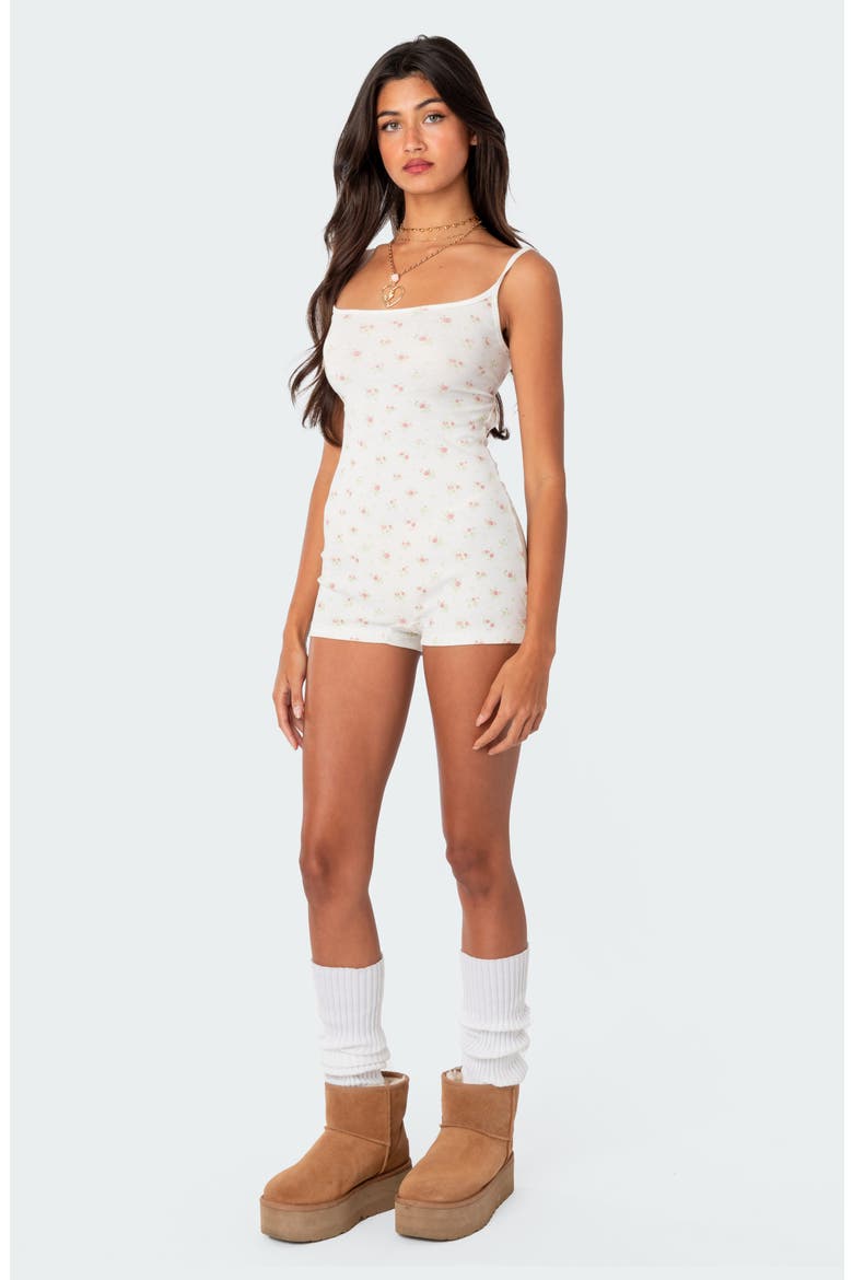 Ditsy Floral Open Back Romper, Alternate, color, WHITE