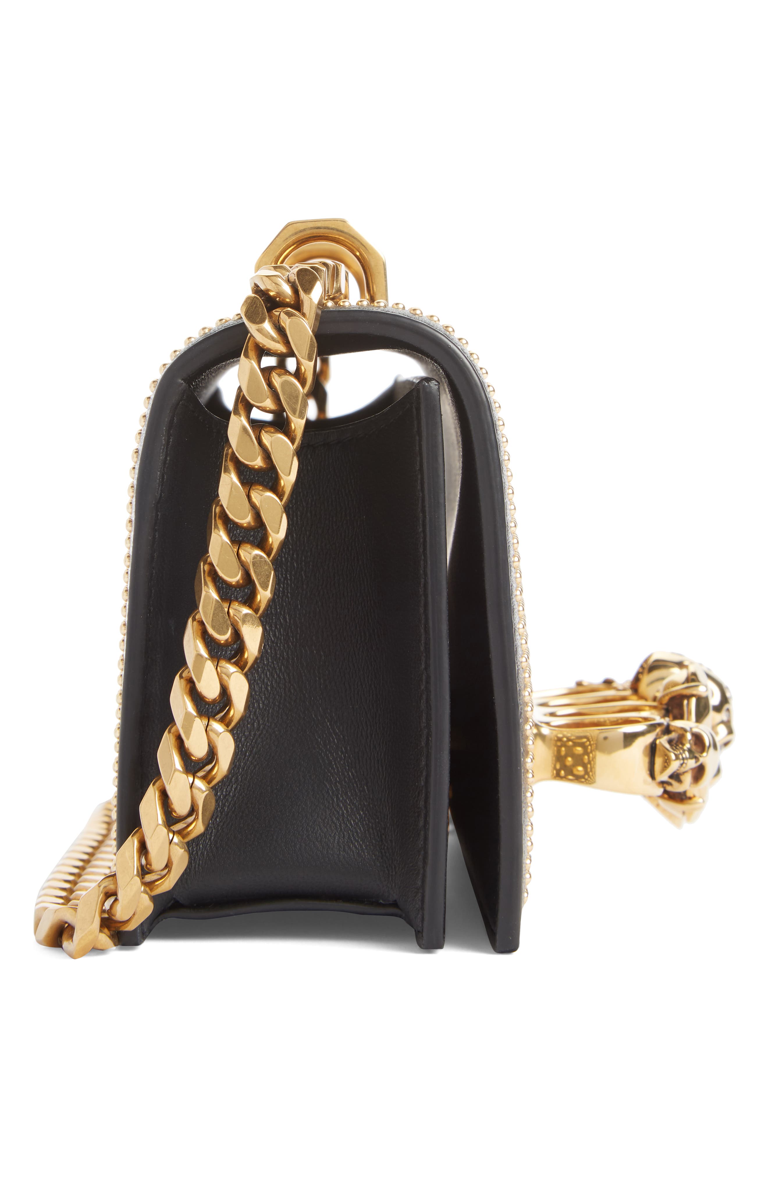 McQueen Alexander McQueen Mini Studded Leather Knuckle Crossbody Bag, Alternate, color, 