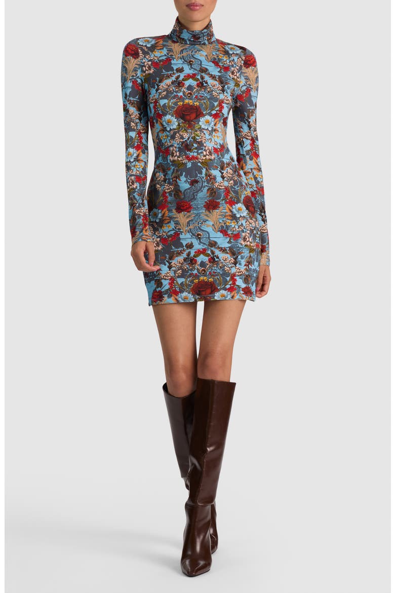 Delora Mock Neck Minidress, Main, color, HEARTSTRINGS MINERAL BLUE