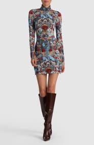 ALICE + OLIVIA Delora Mock Neck Minidress
